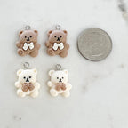 Acrylic Teddy Bear Charm Brown or Beige Bear Dancing (2pc)
