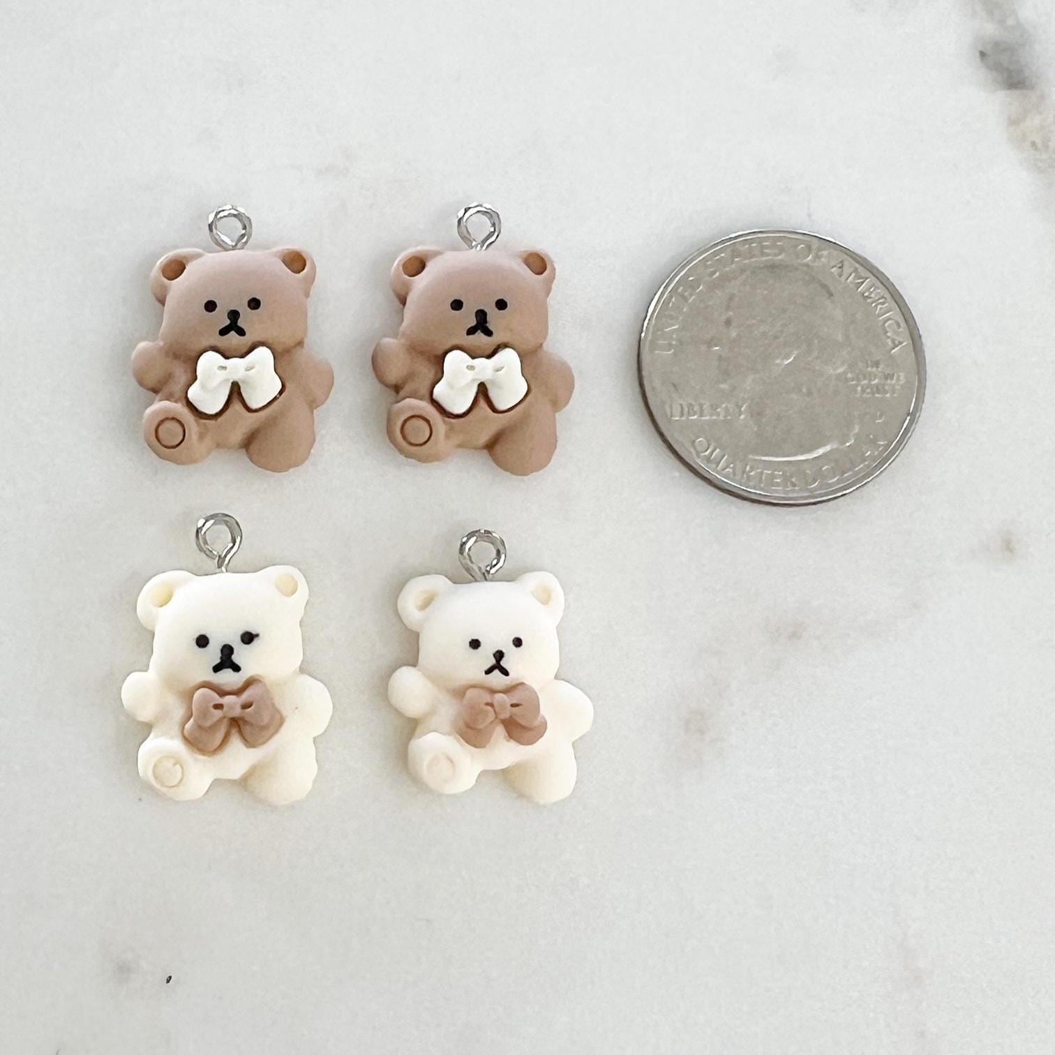 Acrylic Teddy Bear Charm Brown or Beige Bear Dancing (2pc)