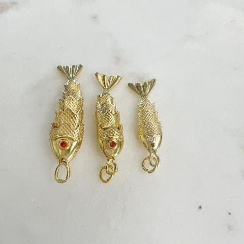 Gold Plated Detailed with Orange or Clear Cubic Zirconia Eye