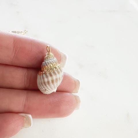 Gold Plated Natural Shell Ocean Nautical Charm Pendant