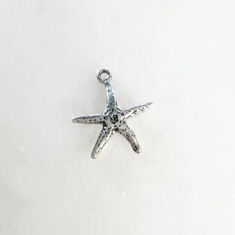 Sterling Silver Starfish Charm Textured 15mm Ocean Sea Animal Charm