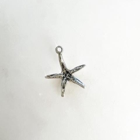 Sterling Silver Starfish Charm Textured 15mm Ocean Sea Animal Charm