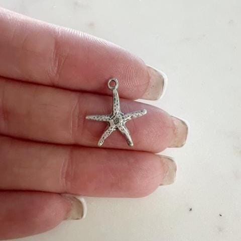 Sterling Silver Starfish Charm Textured 15mm Ocean Sea Animal Charm