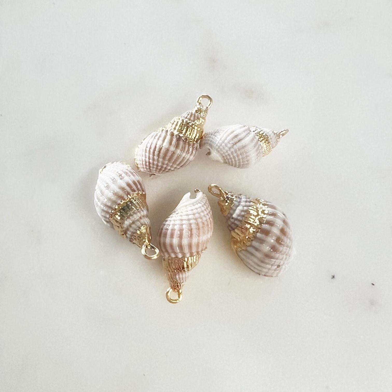 Gold Plated Natural Shell Ocean Nautical Charm Pendant