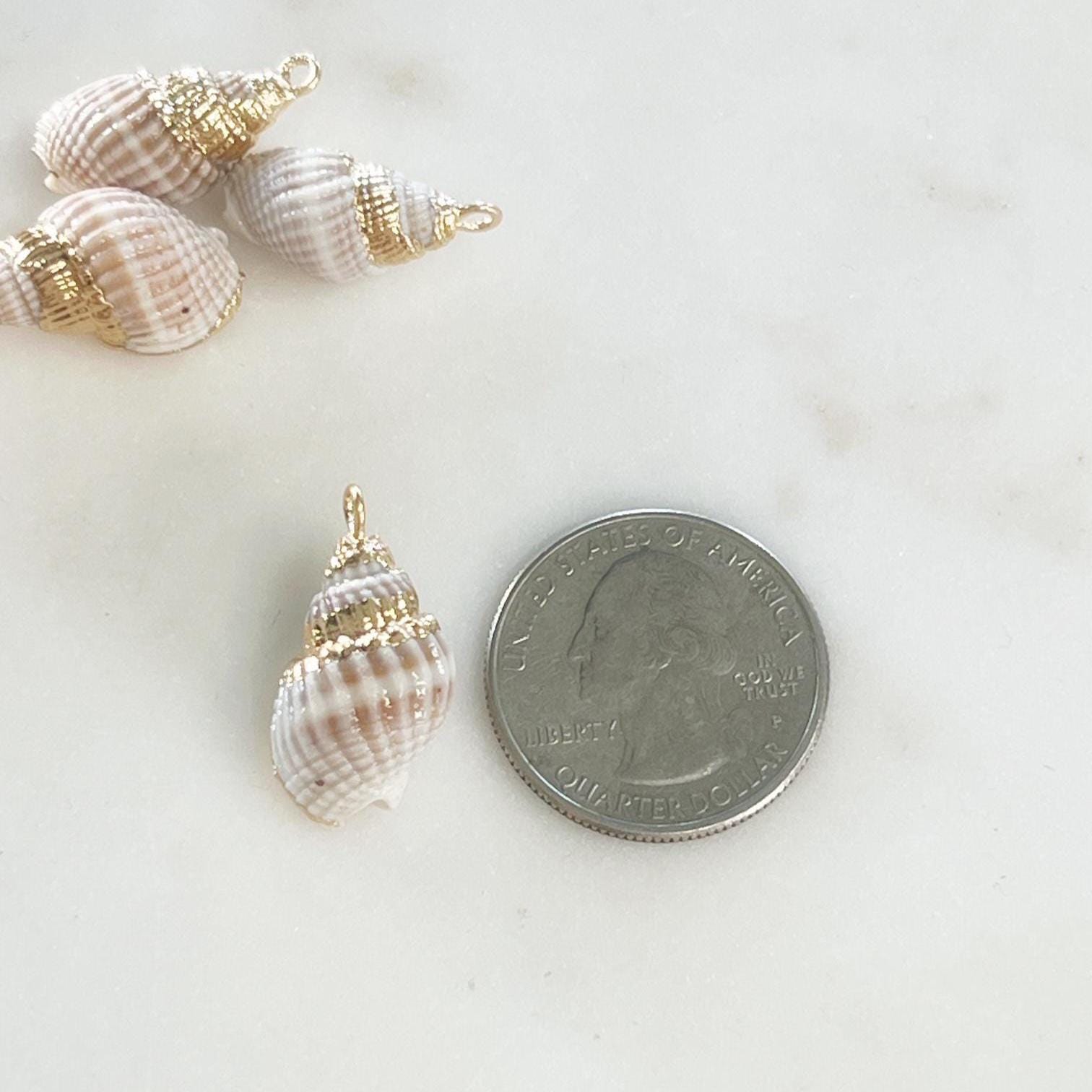 Gold Plated Natural Shell Ocean Nautical Charm Pendant