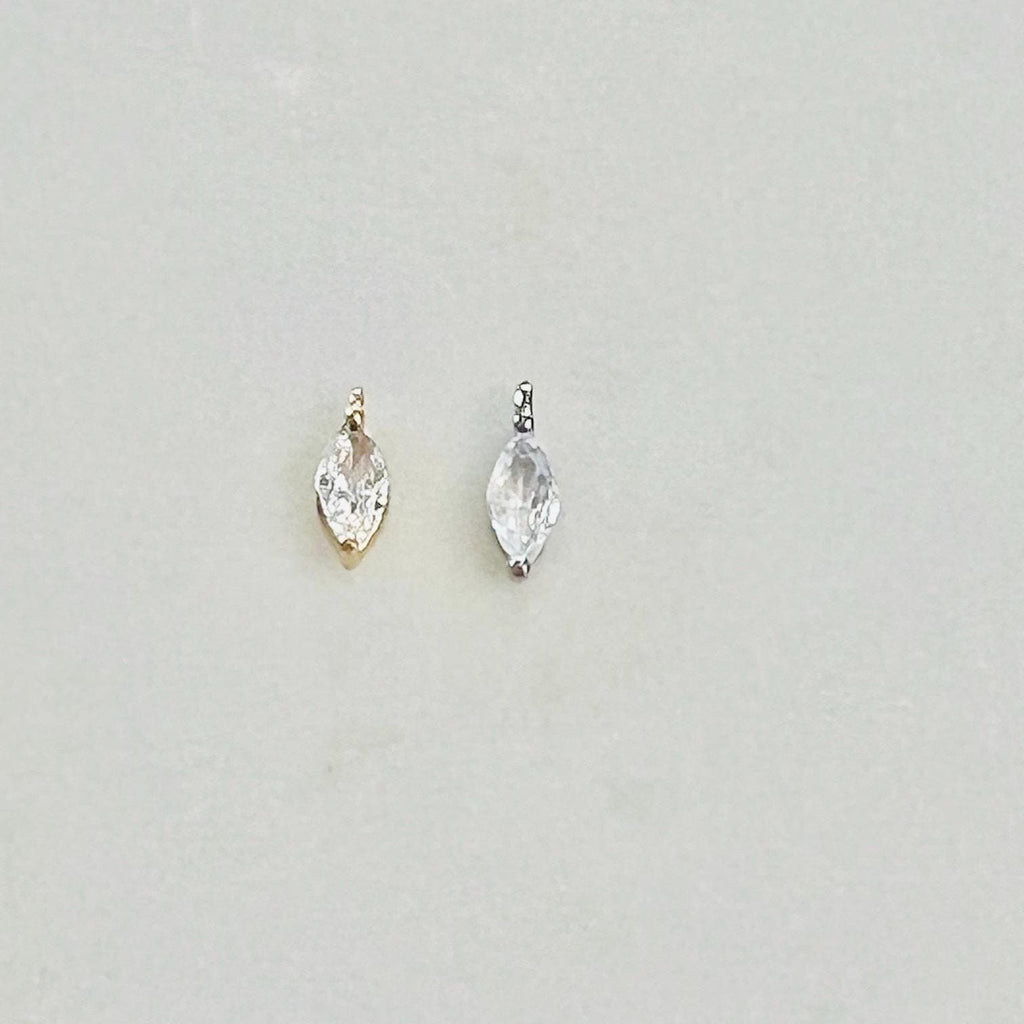 Gold Plated or Rhodium Plated Marquise Pave CZ Small Drop Cubic Zirconia