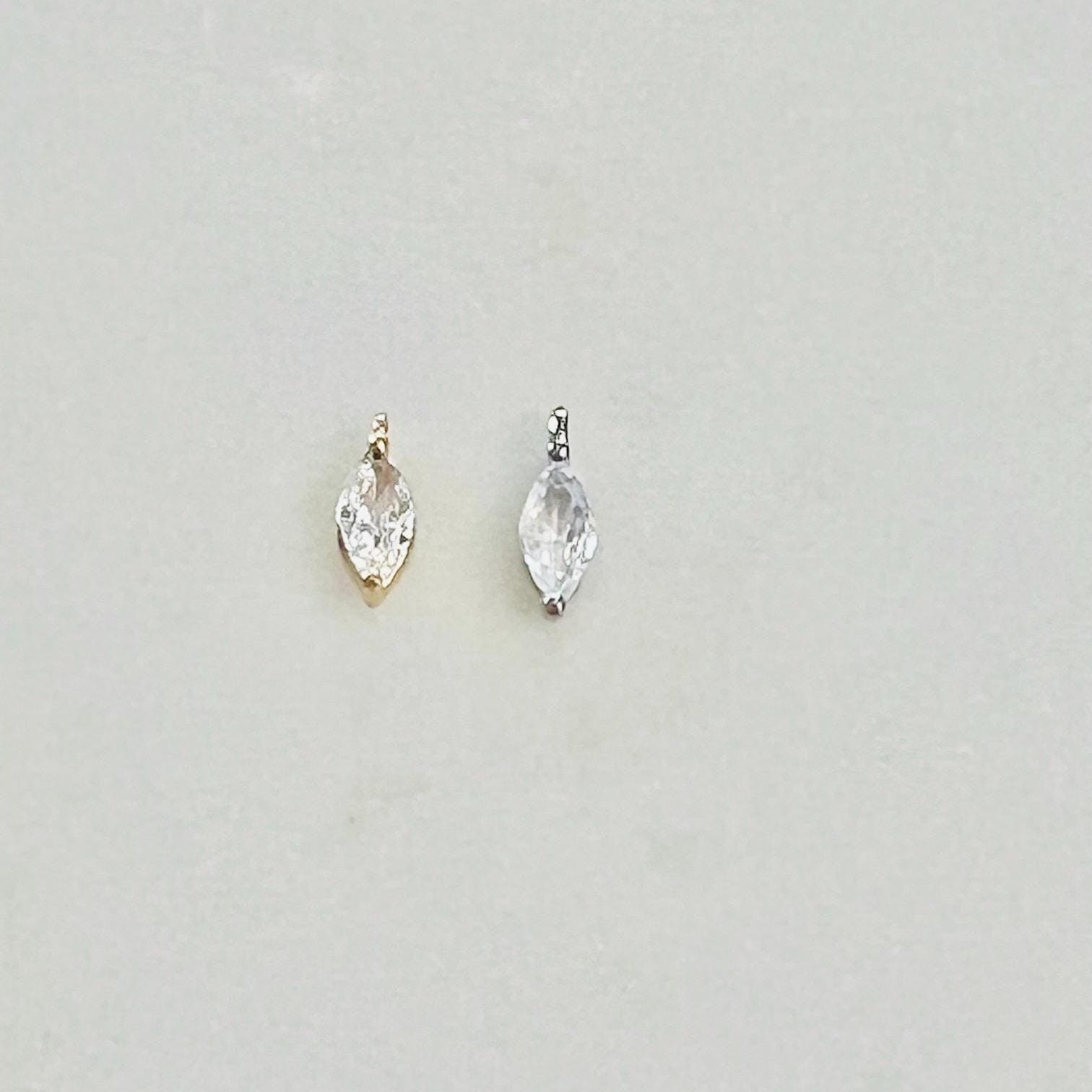 Gold Plated or Rhodium Plated Marquise Pave CZ Small Drop Cubic Zirconia