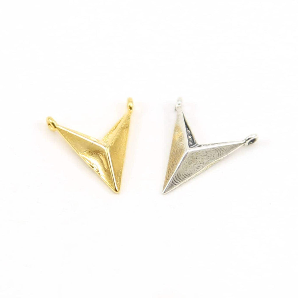 Modern triangle arrow point connector necklace charm sterling silver or vermeil gold