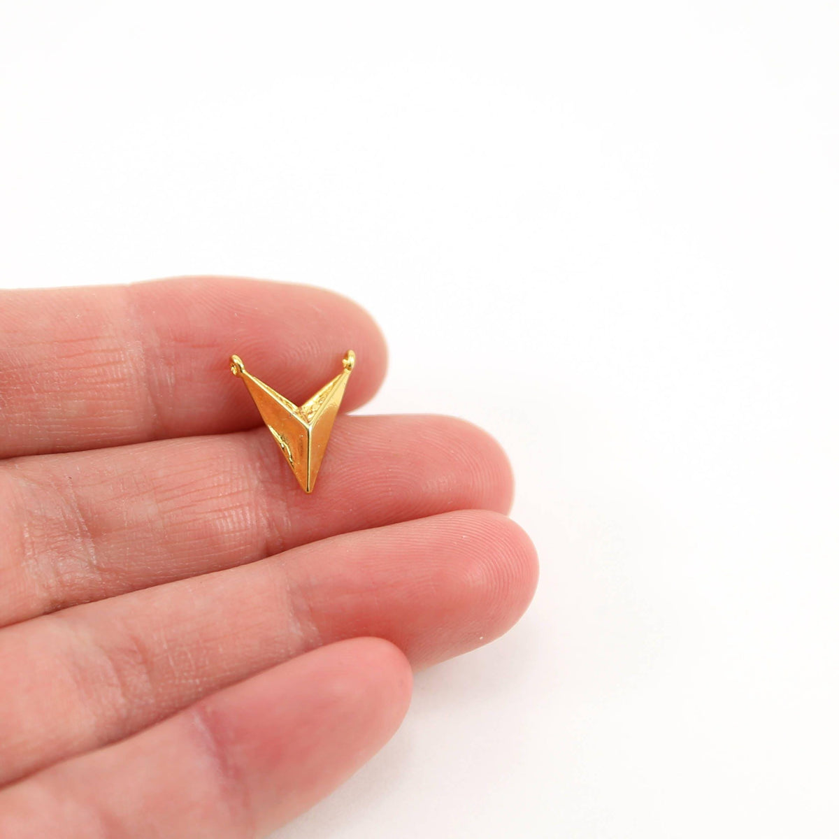 Modern triangle arrow point connector necklace charm sterling silver or vermeil gold