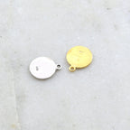 Dainty angel coin little disk charm sterling silver or vermeil gold cherub with wings religious 11mm x 14 mm
