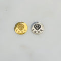 Speckled heart with love charm in sterling silver and vermeil gold valentine's day love friendship pendant