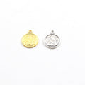 Dainty angel coin little disk charm sterling silver or vermeil gold cherub with wings religious 11mm x 14 mm