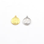 Dainty angel coin little disk charm sterling silver or vermeil gold cherub with wings religious 11mm x 14 mm